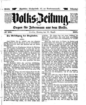 Volks-Zeitung on Aug 23, 1857