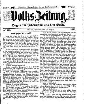 Volks-Zeitung vom 29.08.1857