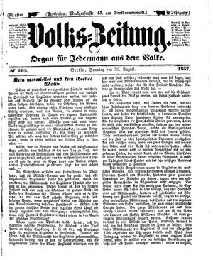 Volks-Zeitung vom 30.08.1857