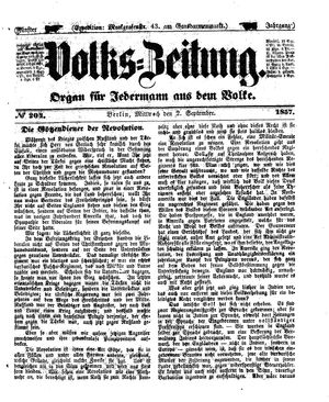 Volks-Zeitung on Sep 2, 1857