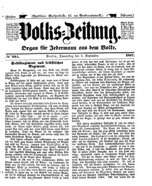 Volks-Zeitung vom 03.09.1857