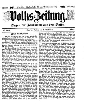 Volks-Zeitung vom 04.09.1857