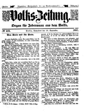 Volks-Zeitung vom 19.09.1857