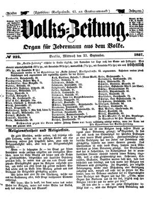 Volks-Zeitung vom 23.09.1857