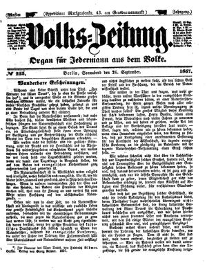 Volks-Zeitung vom 26.09.1857