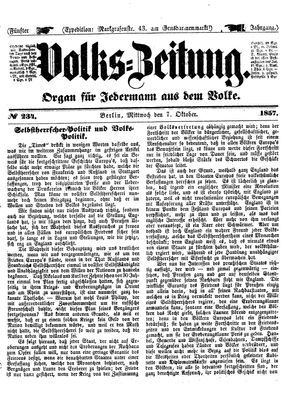 Volks-Zeitung vom 07.10.1857