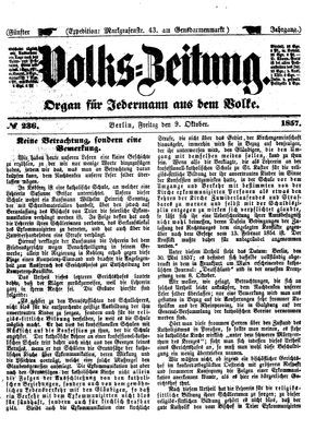 Volks-Zeitung vom 09.10.1857