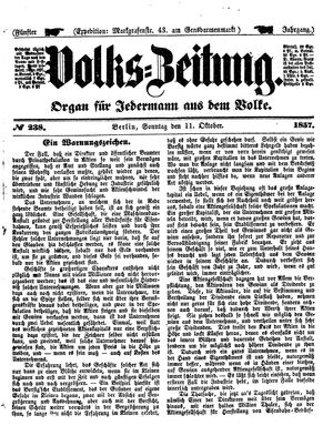Volks-Zeitung vom 11.10.1857