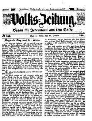 Volks-Zeitung on Oct 16, 1857