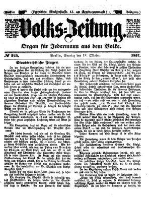 Volks-Zeitung vom 18.10.1857