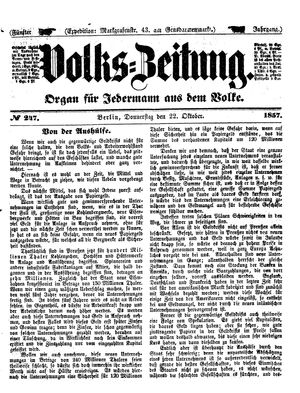 Volks-Zeitung on Oct 22, 1857