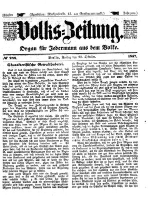 Volks-Zeitung on Oct 23, 1857