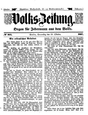 Volks-Zeitung vom 29.10.1857