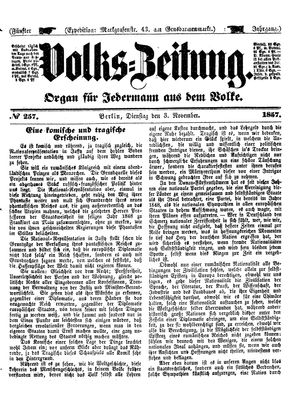 Volks-Zeitung vom 03.11.1857