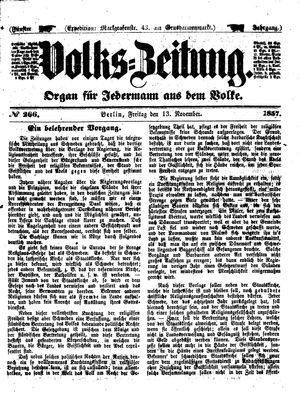 Volks-Zeitung vom 13.11.1857