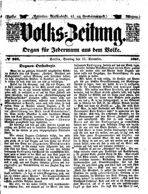 Volks-Zeitung vom 15.11.1857