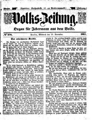 Volks-Zeitung vom 18.11.1857