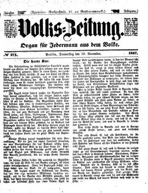 Volks-Zeitung vom 19.11.1857