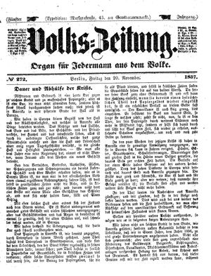 Volks-Zeitung vom 20.11.1857