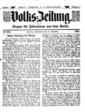 Volks-Zeitung vom 21.11.1857