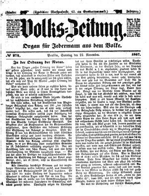 Volks-Zeitung vom 22.11.1857