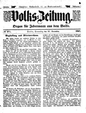 Volks-Zeitung on Nov 26, 1857