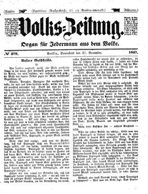Volks-Zeitung vom 28.11.1857
