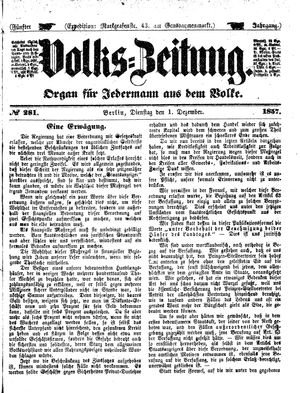 Volks-Zeitung vom 01.12.1857
