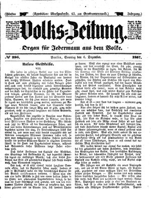 Volks-Zeitung vom 06.12.1857