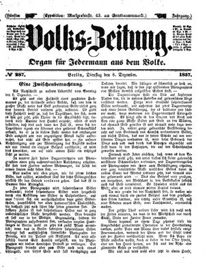 Volks-Zeitung vom 08.12.1857