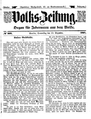 Volks-Zeitung vom 10.12.1857