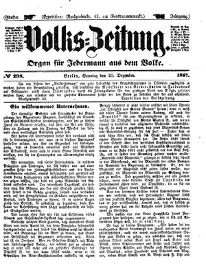 Volks-Zeitung vom 20.12.1857