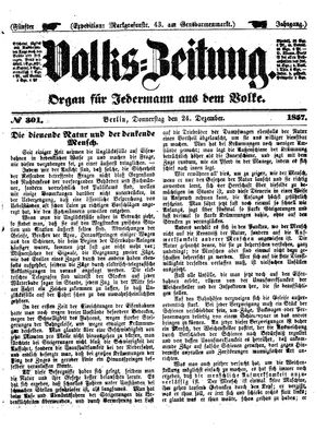 Volks-Zeitung vom 24.12.1857