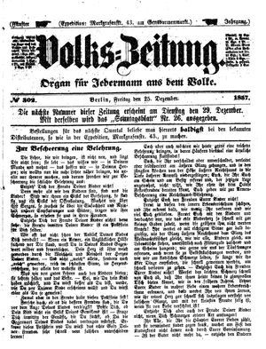 Volks-Zeitung vom 25.12.1857
