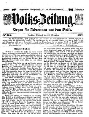 Volks-Zeitung vom 30.12.1857