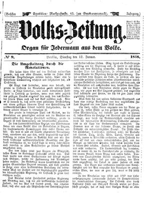 Volks-Zeitung vom 12.01.1858