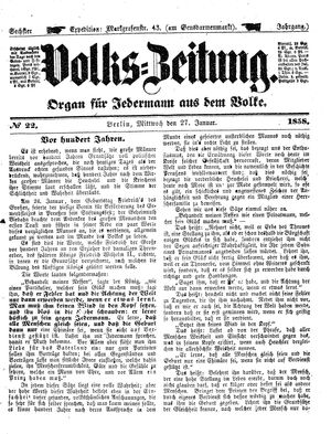 Volks-Zeitung vom 27.01.1858