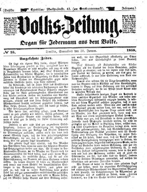 Volks-Zeitung on Jan 30, 1858