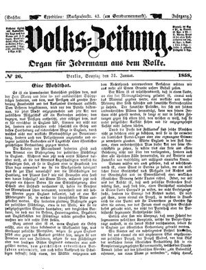 Volks-Zeitung vom 31.01.1858