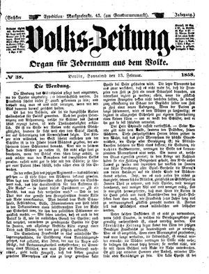 Volks-Zeitung vom 13.02.1858
