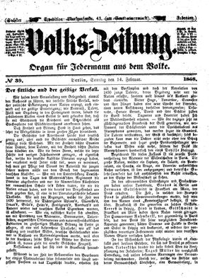 Volks-Zeitung vom 14.02.1858