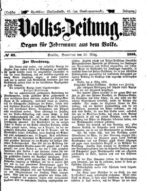 Volks-Zeitung vom 13.03.1858