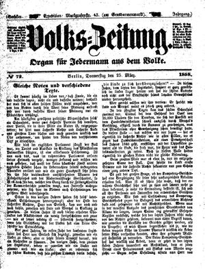 Volks-Zeitung vom 25.03.1858