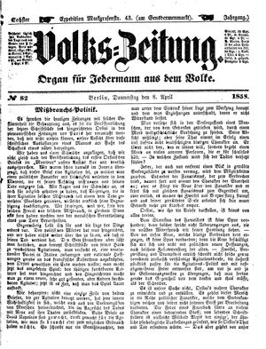 Volks-Zeitung vom 08.04.1858