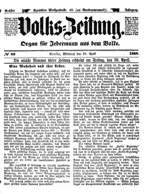 Volks-Zeitung vom 28.04.1858