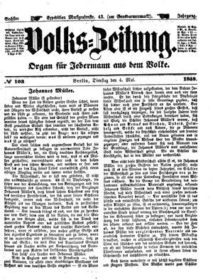 Volks-Zeitung on May 4, 1858