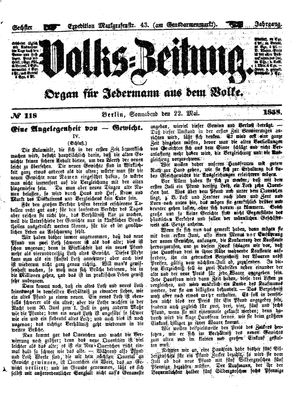 Volks-Zeitung vom 22.05.1858