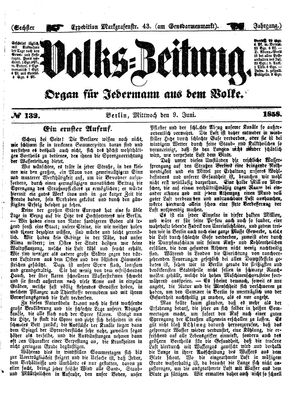 Volks-Zeitung vom 09.06.1858