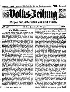 Volks-Zeitung vom 17.06.1858