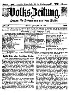 Volks-Zeitung vom 18.06.1858